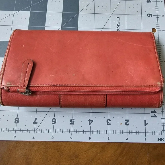 Coach Vintage Red Leather Trifold Checkbook Wallet Designer - Picture 3 of 14